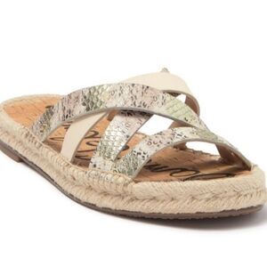 Sam Edelman Averie Leather Snake Skin Espadrille Slide Sandals 7